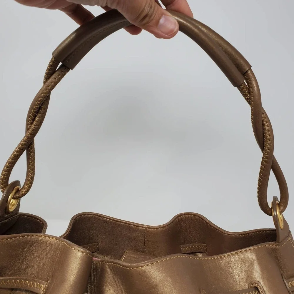 Cole Haan Saram Straw Braided Tote Bag with Tassels Shoulder Purse Boho Chic